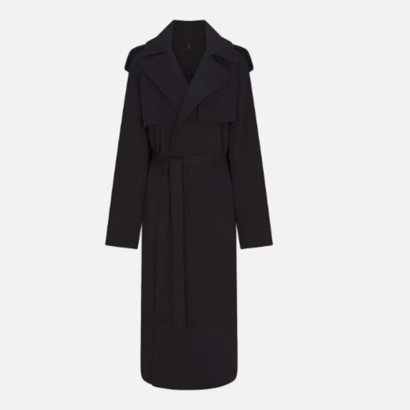 NWT $248 Skims Size Small Boyfriend Fleece Oversized Trench Coat In Washed Onyx - Picture 2 of 12